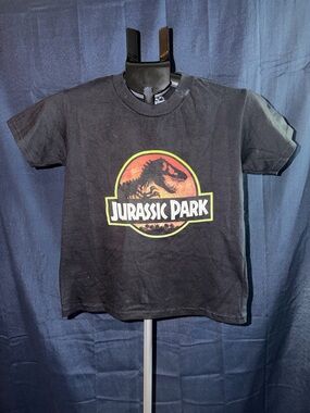Jurassic Park Kids Graphic Tee Black Dinosaur Logo Shirt Small